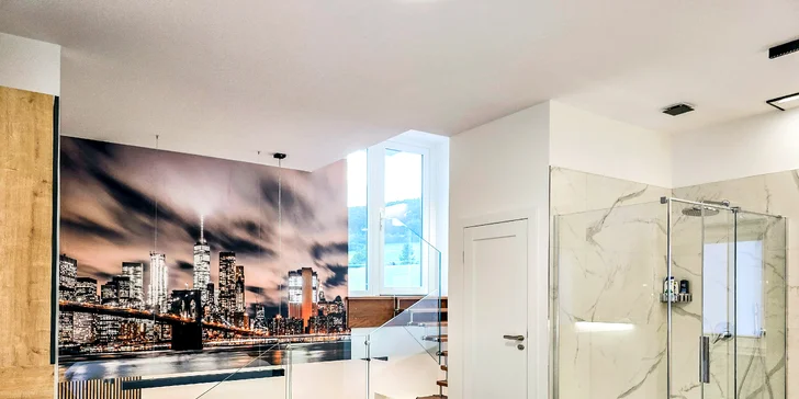 Prostorný apartmán poskytuje dostatek místa až pro čtyři hosty.
