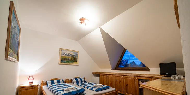 K dispozici je dvou-, tří- a čtyřlůžkový pokoj, apartmán a mezonet.