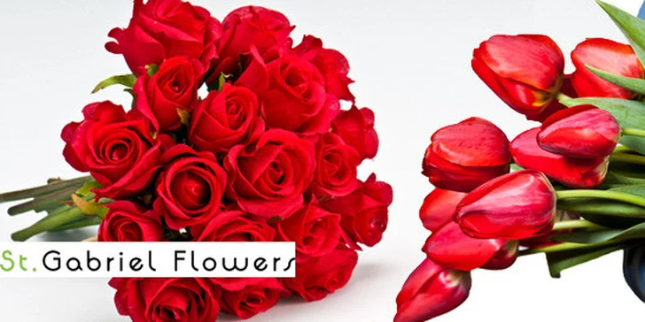 Valentýnská kytice 5 růží nebo 11 tulipánů