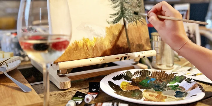 Art-degustace pro 1 či 2 osoby: zážitkový večer s malováním a ochutnávkou 6 vzorků vín