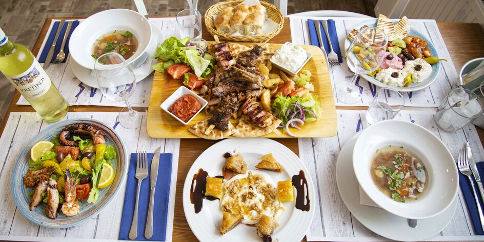 Řecké degustační menu s masem i mořskými plody