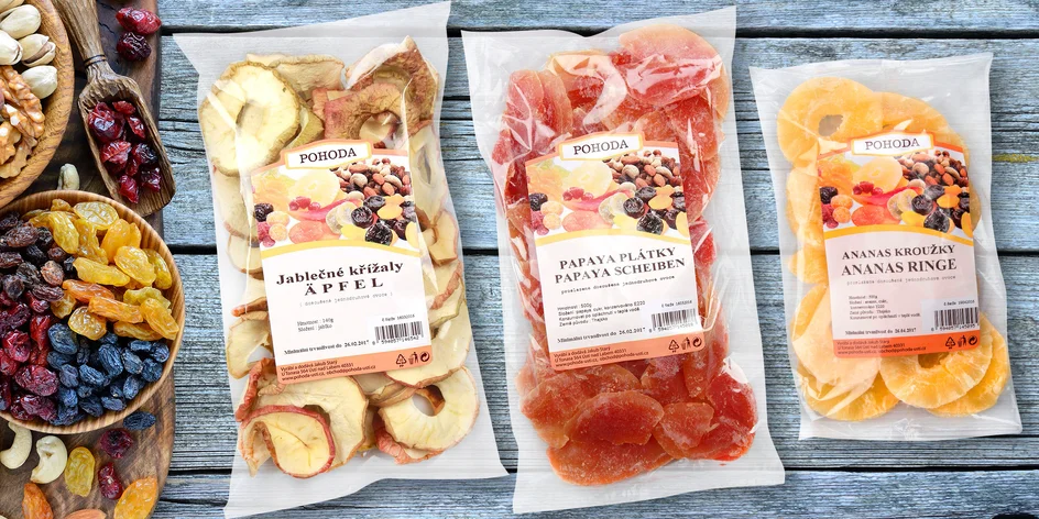 Chutné a zdravé balíčky sušeného ovocia