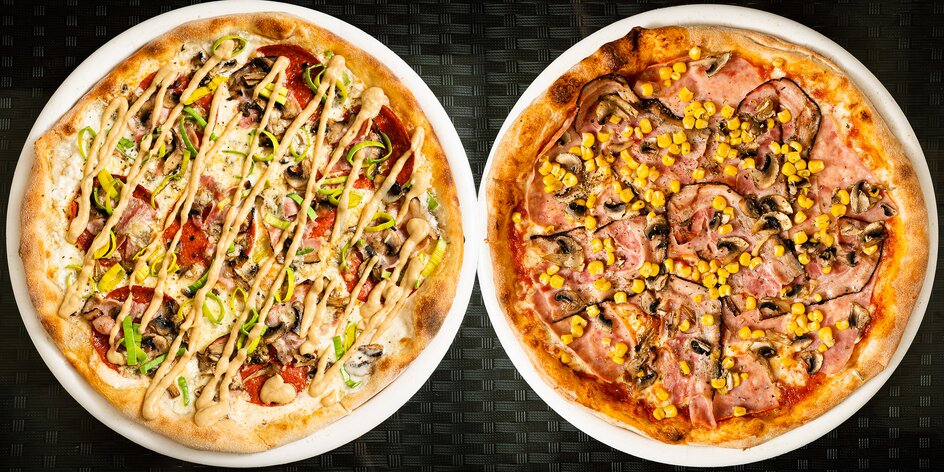 Dvě pizzy dle výběru z mnoha druhů k odnosu s sebou