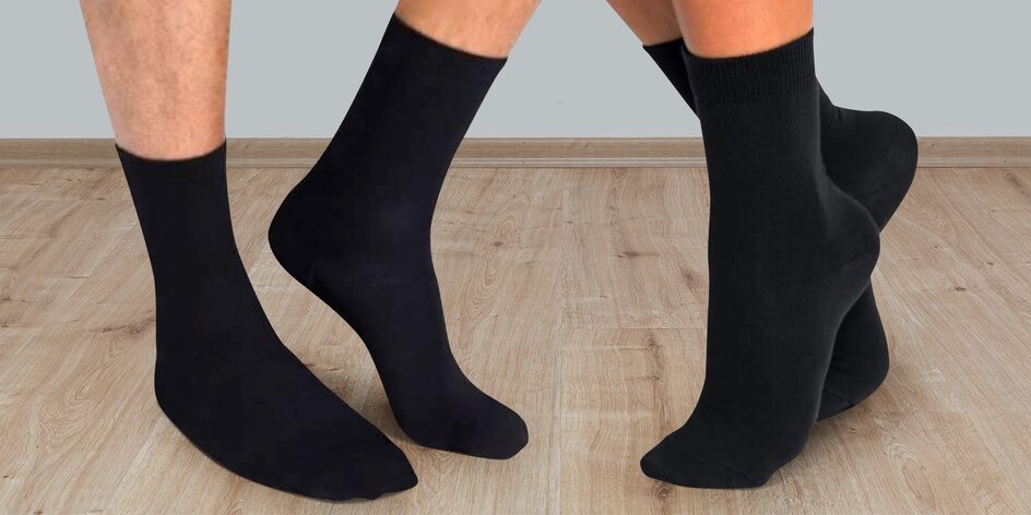 10 párů černých vysokých ponožek: bambus a bavlna
