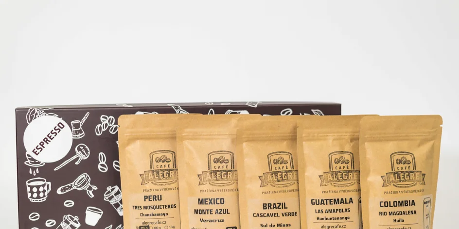 Degustační sety 5 druhů kávy: na espresso či filtr