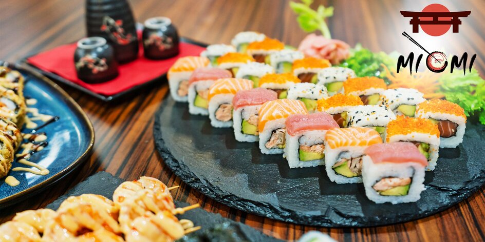 Sushi sety s 30 až 69 ks: losos, krevety, tuňák aj.