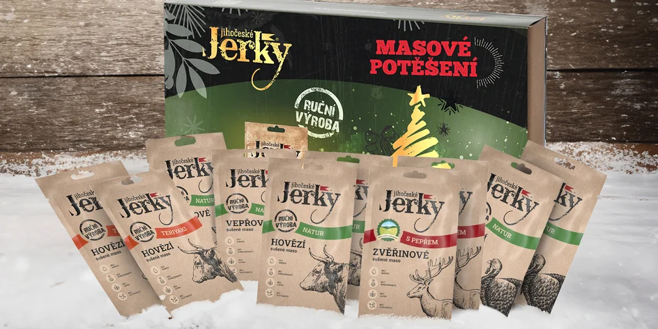 10 balíčků Jihočeského Jerky v dárkové krabičce