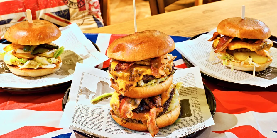 Burger menu, žebra nebo fish and chips pro 1-4 os.