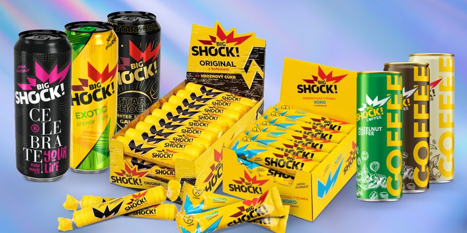 Nálož energie: Big Shock! nápoje i cukry a tyčinky