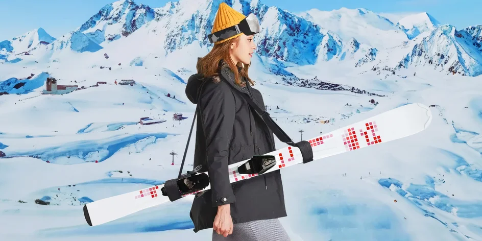 Popruhy na lyže na suchý zip: černá, modrá i růžová