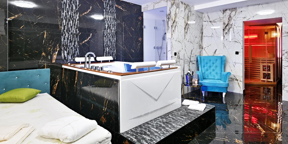 Privátní wellness: hydromasážní vana, sauna i občerstvení