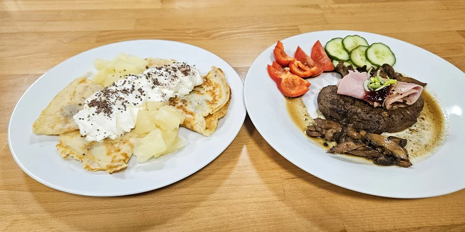 Dvouchodové steakové menu včetně palačinek pro 2