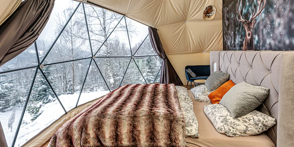 Glamping ve Špindlerově Mlýně s privátní infrasaunou