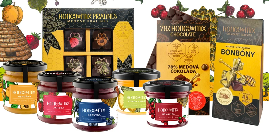 Medová čokoláda, ochucené medy, bonbony i dárkové sady
