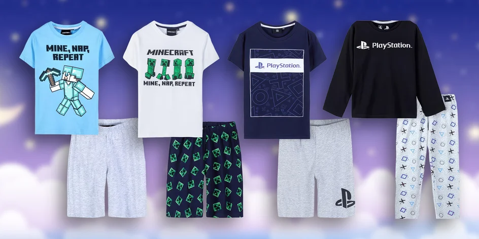 Dětská pyžama Minecraft, Playstation a další