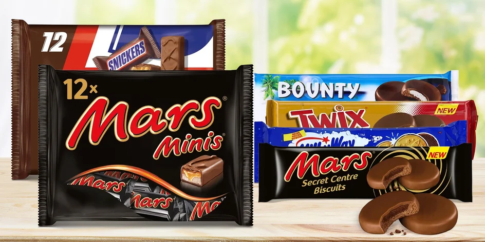 Sušenky Bounty, Mars, Twix i mini tyčinky