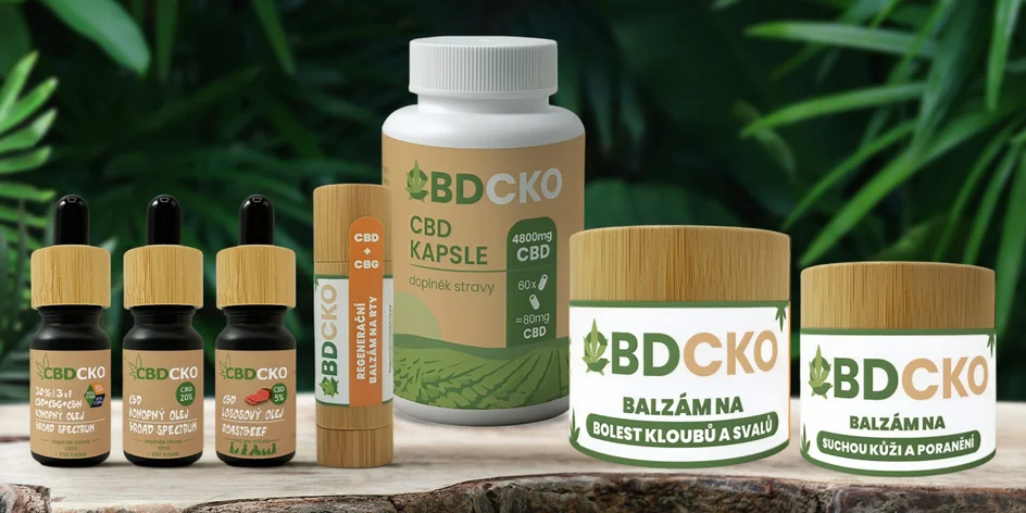 CBD oleje, balzámy na rty i lososový olej pro zvířata