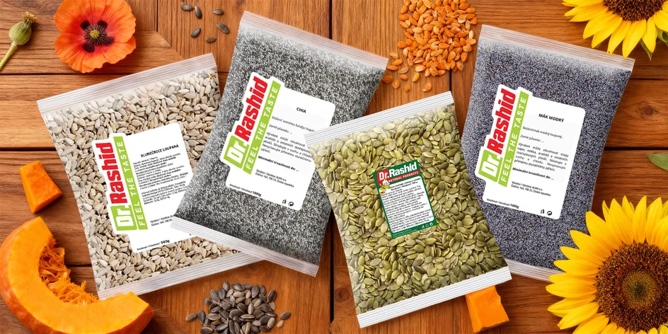 Semínka po 500 i 1000 g: slunečnice, quinoa, chia i mák