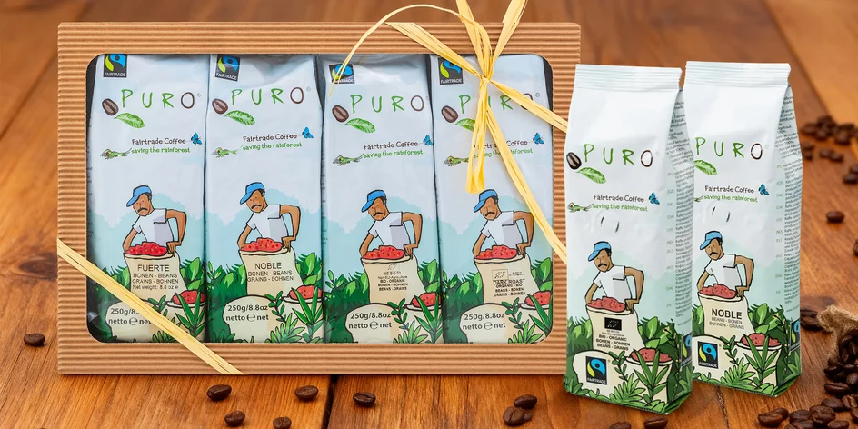 Balení fair trade kávy: zrnková, instantní i bez kofeinu