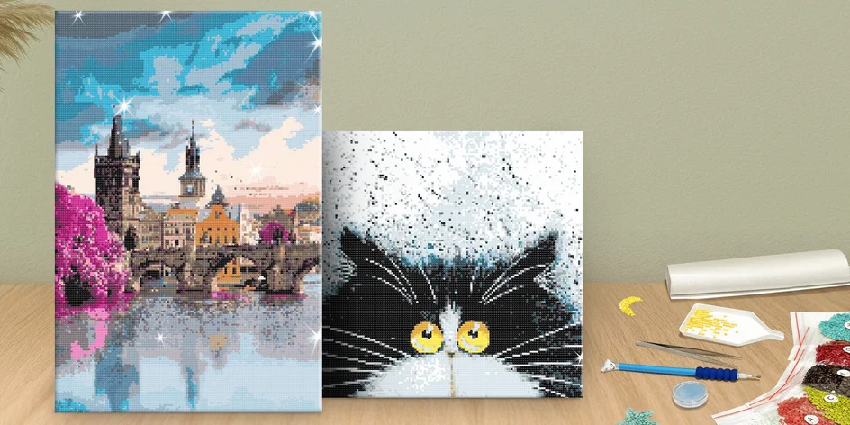 Diamantové malování podle čísel: zvířata i Eiffelovka