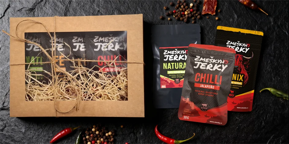 Balíčky českého vepřového a hovězího jerky i v dárkovém balení