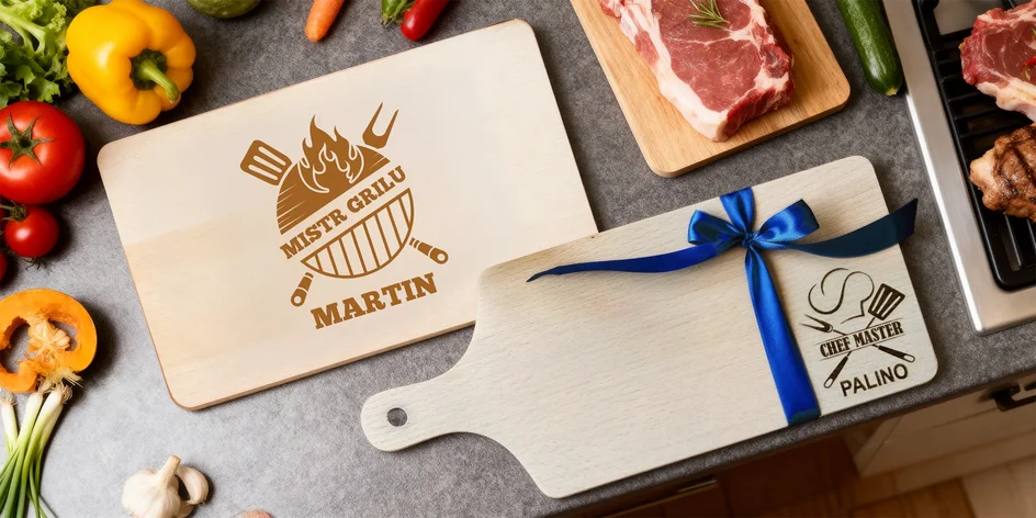 Dřevěné kuchyňské prkénko s gravírovaným textem