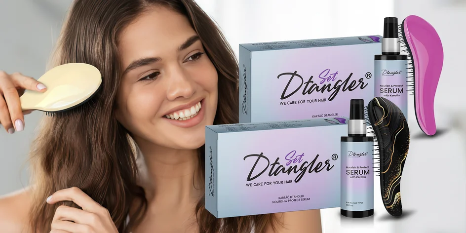 Dárkový set: vlasové sérum s keratinem a kartáč Dtangler