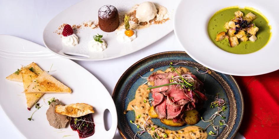 4chodové menu a sklenka prosecca v Noem Arch