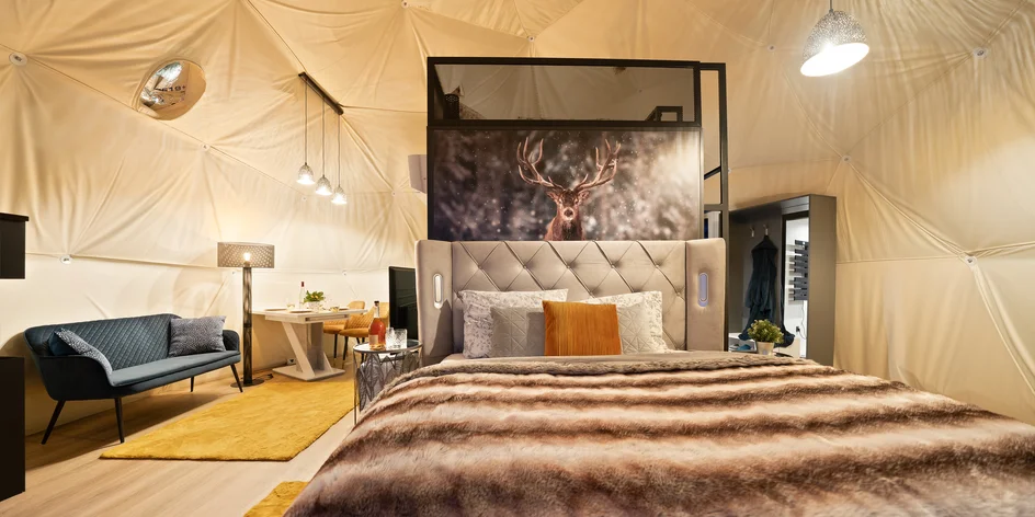 Glamping ve Špindlerově Mlýně s privátní infrasaunou