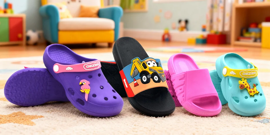 Dětské pantofle a clogsy: různé barvy