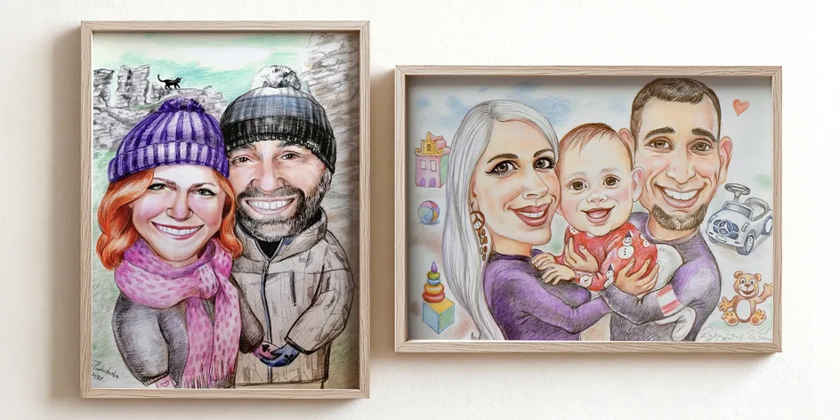 Ručně kreslená karikatura 2 osob na míru