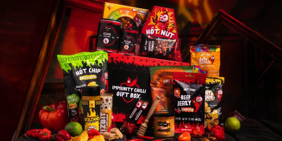 Pikantní dárkové sady: extra ostré chipsy, oříšky i koření