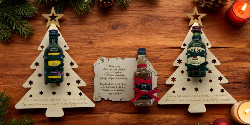 Kapka radosti: dřevěné přání či stromek s minilahví