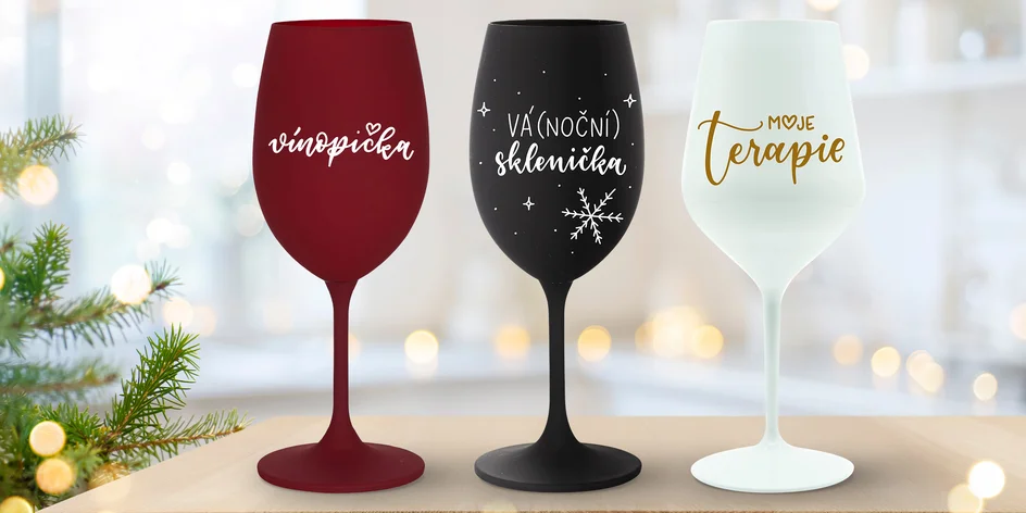 Sklenka na víno s vtipným nápisem i v dárkové krabici