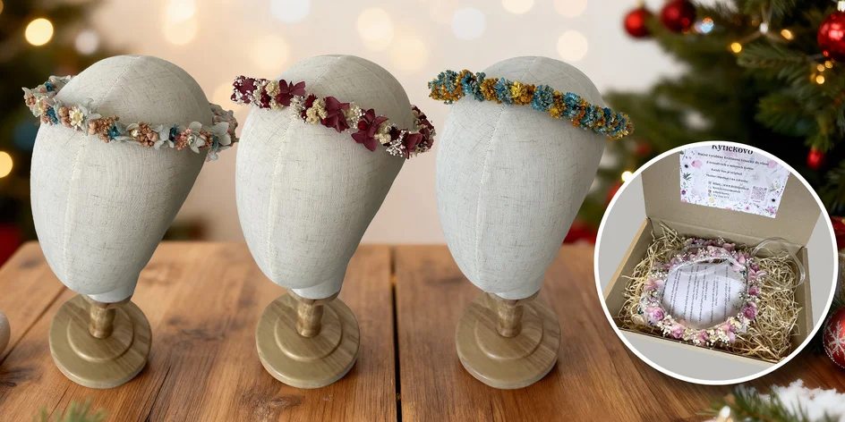 Romantický věneček do vlasů ze sušených květů