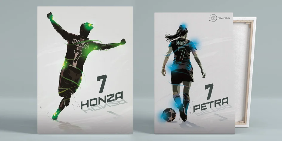 Plakát či obraz se sportovcem: vlastní jméno a číslo