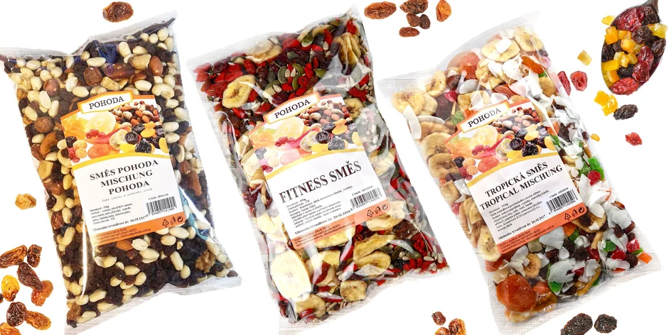 Vyladené zmesi orieškov, semienok a ovocia Pohoda