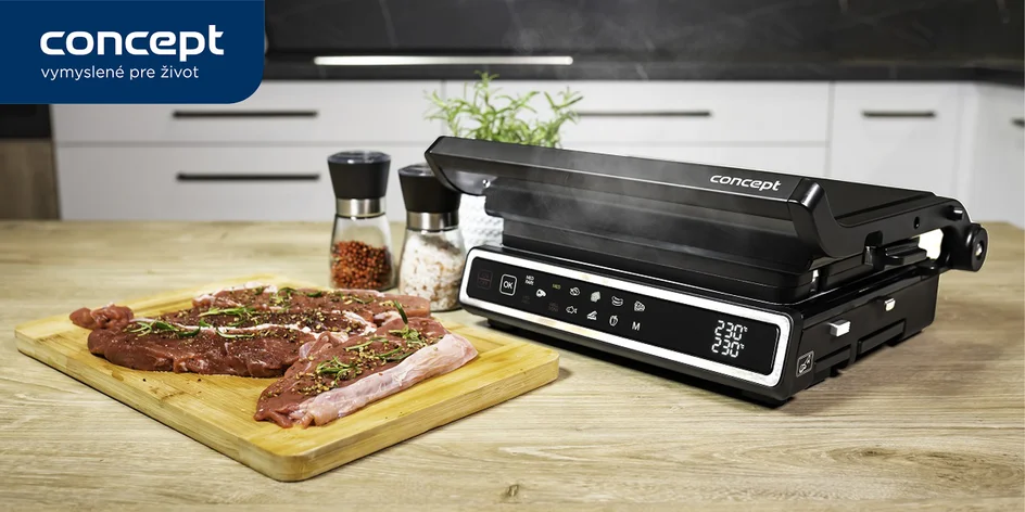 Kontaktné grily s teplotnou sondou Concept pre dokonalé steaky