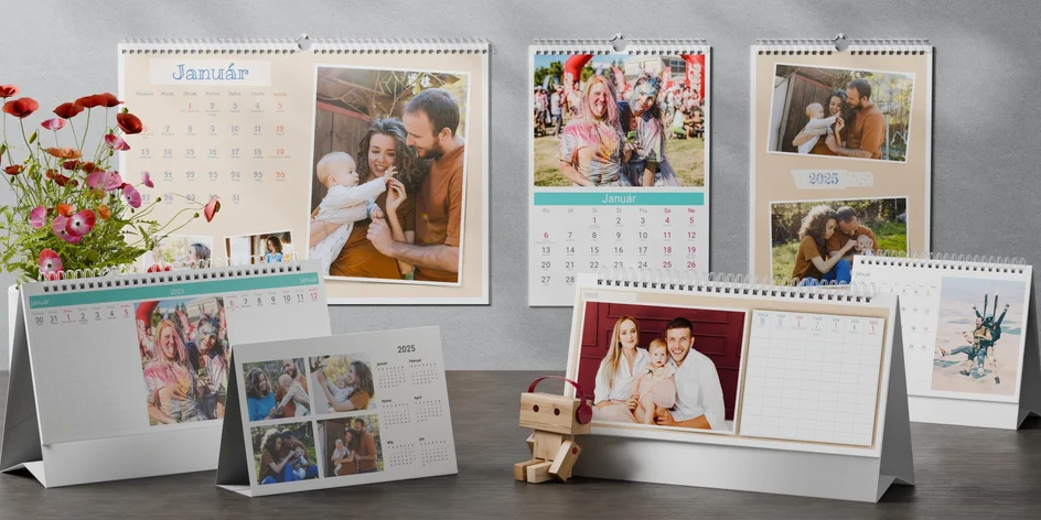 Stolové a nástenné fotokalendáre: Týždňový, dvojtýždňový, mesačný a i.