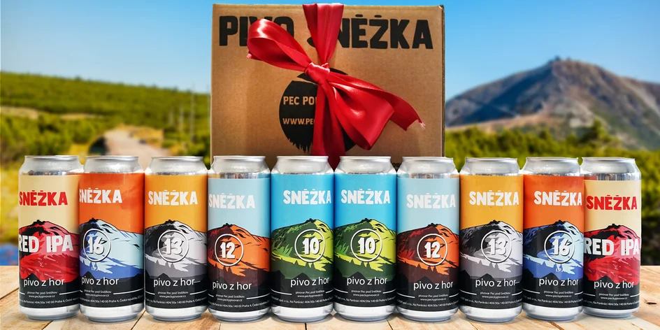Dárkové sety piv Sněžka i s půllitrem či podtácky