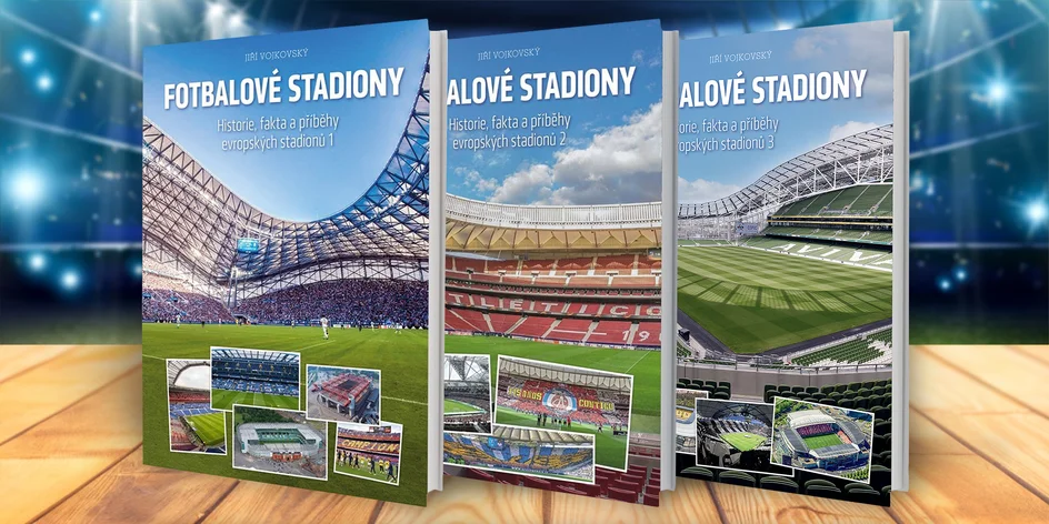 Fotbalové stadiony: tři díly unikátní knihy