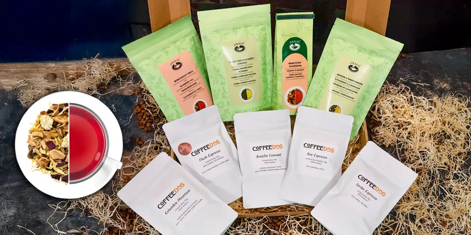 Sypané čaje Oxalis i v balíčku s kávou Coffeedog