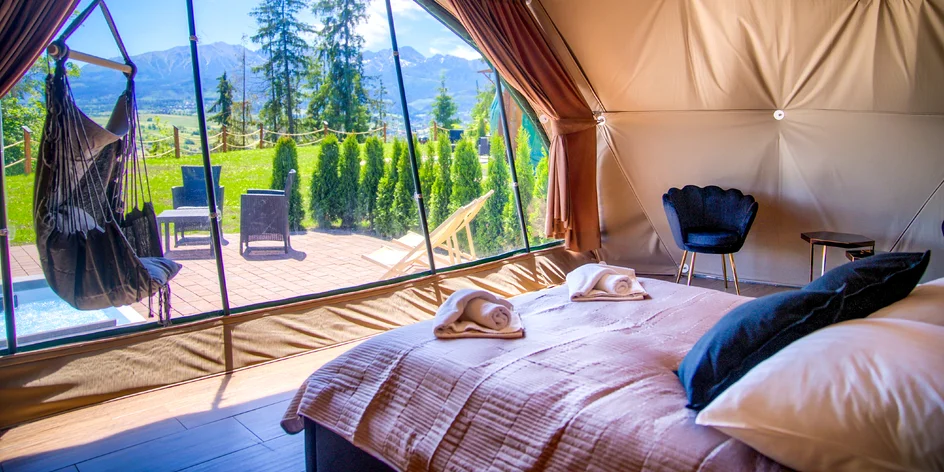 Luxusný glamping neďaleko Zakopaného, vonkajšia vírivka