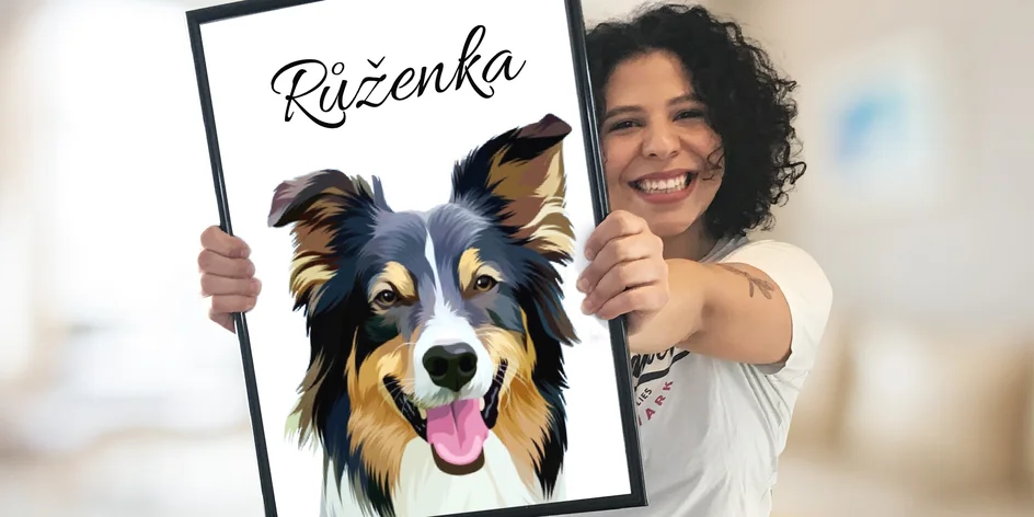 Zarámovaný portrét mazlíčků od profi ilustrátorů