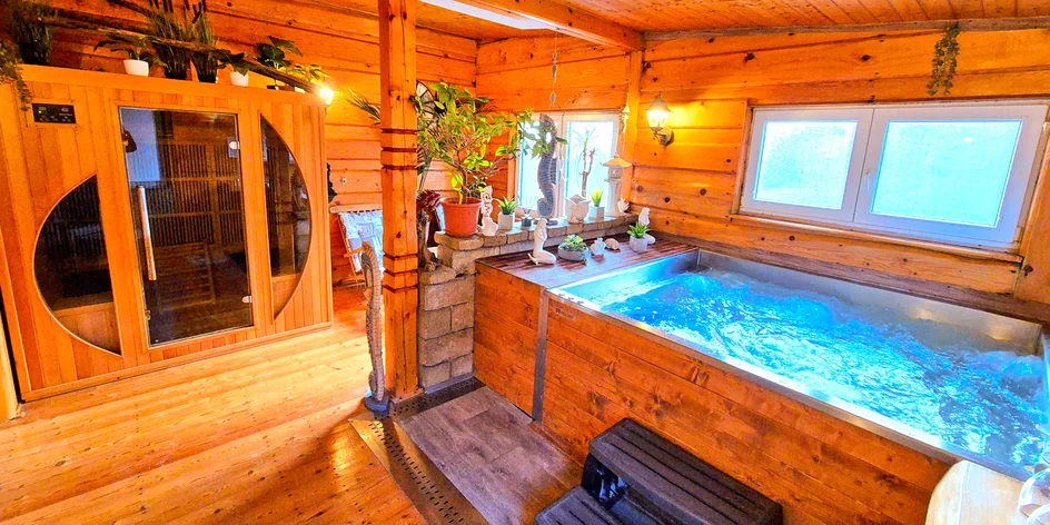 Privátní wellness, masáž i jídlo pro 2 os., 2–4 hod.