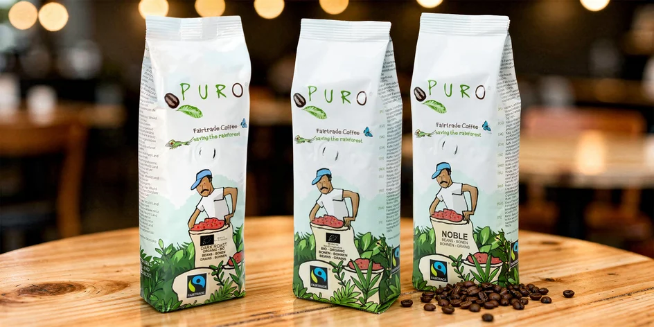 Balení zrnkové fair trade kávy: 250 g