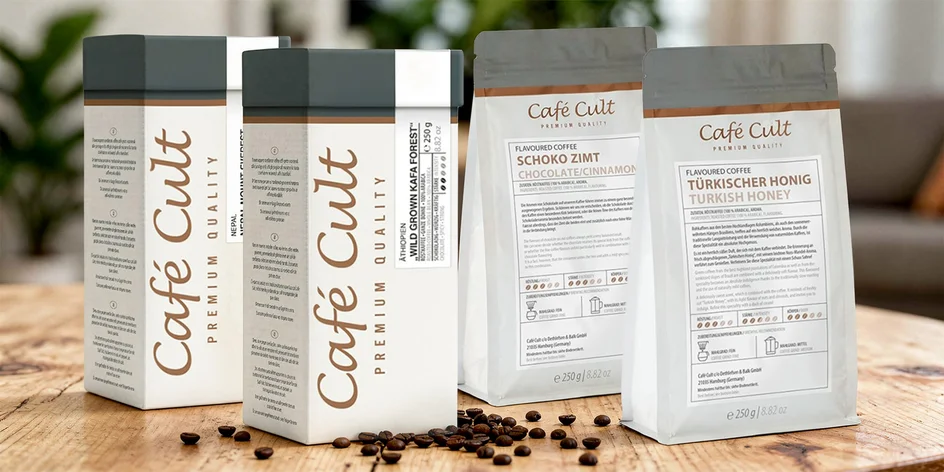 Balíčky exotické i sladké zrnkové kávy Café Cult: 250 g
