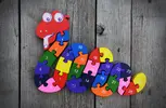 Dřevěné vzdělávací puzzle (Veselý had)