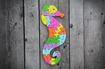 Dřevěné vzdělávací puzzle (Mořský koník)
