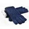 Dámské pletené rukavice s lemem z ovčí vlny, vzor 1 | Tmavě modrá